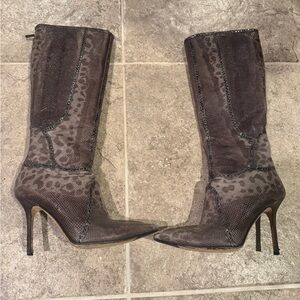 Elegant Jimmy Choo Leopard Print Heeled Boots